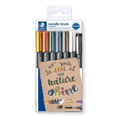 Set markere pensulă , Staedtler, Design Journey, metalizat, 1-6mm - 6buc