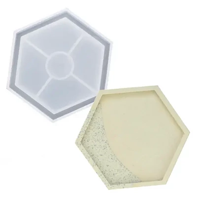 Matriță Jesmonite din silicon pentru răsină acrilică și sintetică - hexagon, suport pentru pahar cu margine, 11,5 x 10 cm