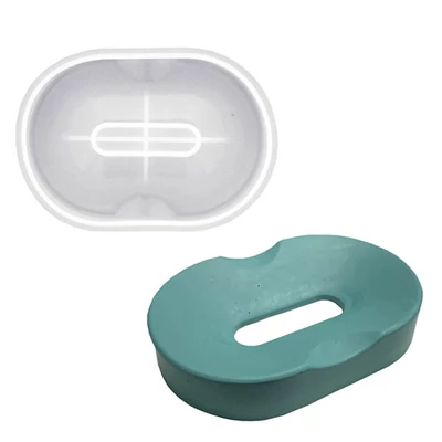 Matriță   Jesmonite din silicon pentru răsină acrilică și sintetică - suport oval pentru sapun, 12x8,5 cm
