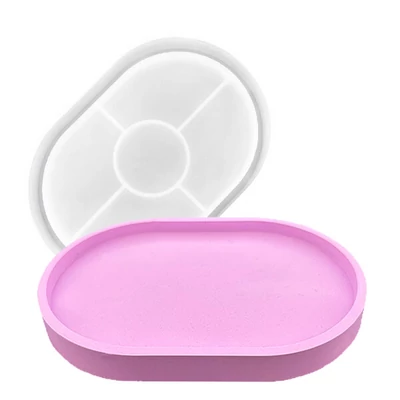 Matriță din silicon Jesmonite pentru răsină acrilică și sintetică - șaibă cu ramă ovală, 15,5x11,4 cm
