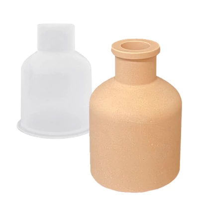 Matriță  Jesmonite din silicon pentru răsină acrilică și sintetică - vază rotundă, sticlă, 7,8x10,1 cm