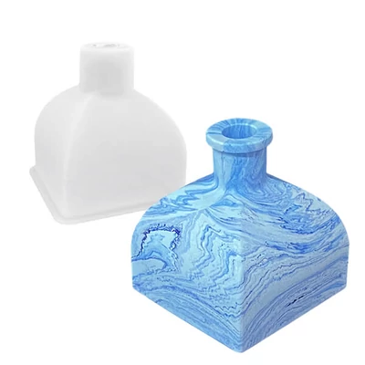 Matriță   Jesmonite din silicon pentru  răsină acrilică și sintetică - vaza patrata, sticla, 7,7x7,9 cm