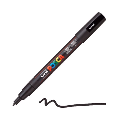 UNI POSCA PC-3M marker, 0,9-1,3 mm - 24, negru