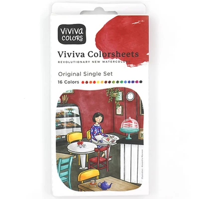 Set de palete de hârtie acuarelă Viviva Colorsheets - 16 culori Original Single Set