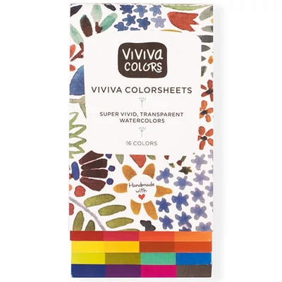 Set de palete de hârtie acuarelă Viviva Colorsheets - 16 culori Original Single Set