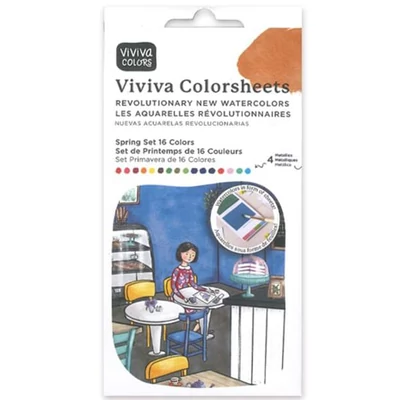 Set de palete de hârtie acuarelă Viviva Colorsheets - 16 culori, Spring Single Set