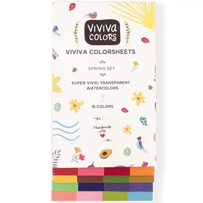 Set de palete de hârtie acuarelă Viviva Colorsheets - 16 culori, Spring Single Set