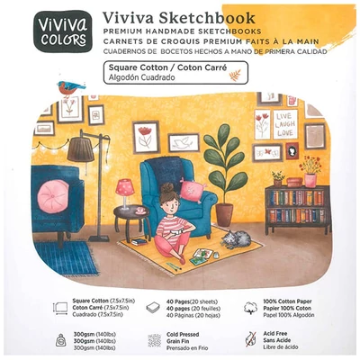 Viviva Sketchbook Cotton Caiet de schițe , 300 g, aspră, 40 pagini - 19x19 cm