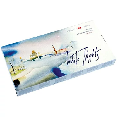 Set Culori acuarelă  White Nights - 24 buc, in cutie de plastic