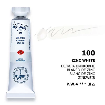Culori acuarelă White Nights în tub, 10 ml - 100, zinc white