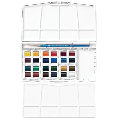 Set de Culori acuarelă  Winsor&amp;Newton Cotman, 24x recipient 1/2 + pensulă - Travel