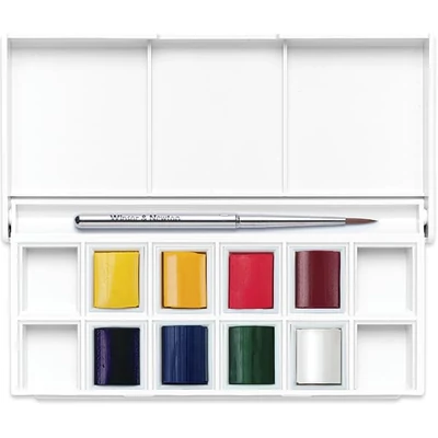 Set de Culori acuarelă  Winsor&amp;Newton Cotman Pocket Set, 8x recipient de 1/2  + pensulă - Floral