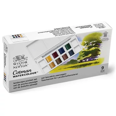 Winsor&amp;Newton Cotman Pocket Set Set Culori acuarelă , recipiente 8x1/2 + pensulă - Landscape