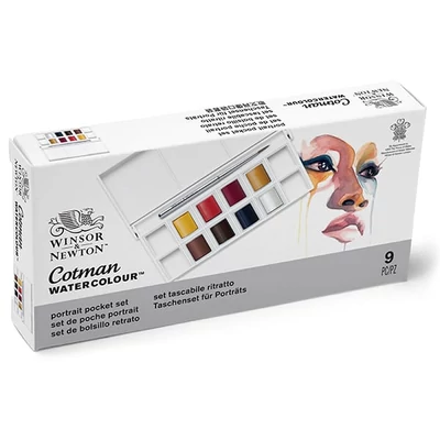  Winsor&amp;Newton Cotman \pocket Set  set de Culori acuarelă , în recipiente  8x1/2 + pensulă- Portret
