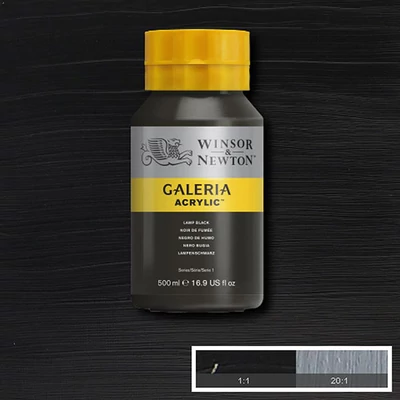 Winsor&amp;Newton Galeria vopsea acrilică, 500 ml - 337, lamp black