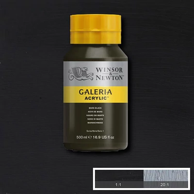 Winsor&amp;Newton Galeria vopsea acrilică, 500 ml - 386, mars black