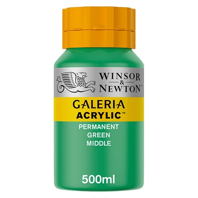 Winsor&amp;Newton Galeria vopsea acrilică, 500 ml - 484, permanent green middle
