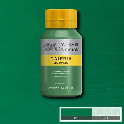 Winsor&amp;Newton Galeria vopsea acrilică, 500 ml - 484, permanent green middle