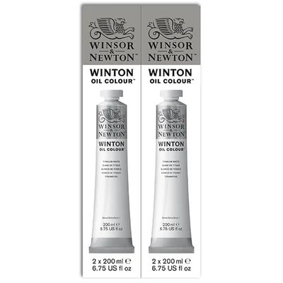 Set culori ulei Winsor&amp;Newton Winton, 2x200 ml, alb titan