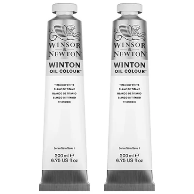 Set culori ulei Winsor&amp;Newton Winton, 2x200 ml, alb titan