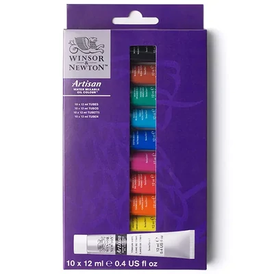Set de vopsele în ulei diluabile cu apă Winsor&amp;Newton Artisan – 10x12 ml