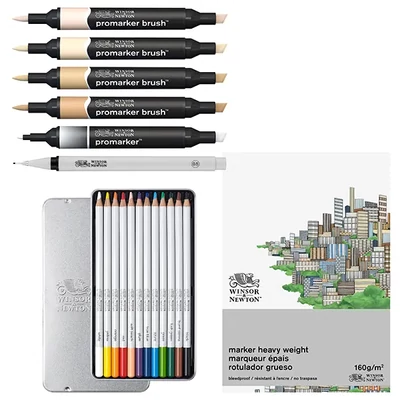Set de desen și pictură W&amp;N Mixed Media – Fashion, 19 buc