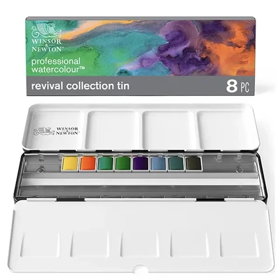 Set de acuarele Winsor&amp;Newton Professional, pe suport de mătase - 8x1/2, Revival Collection Tin