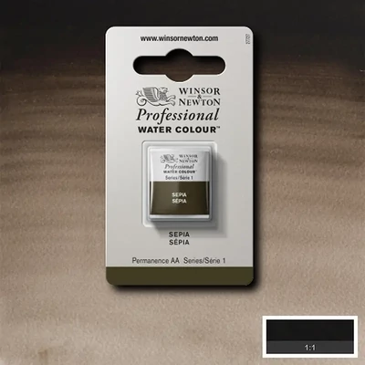 Vopsea de acuarelă Winsor&amp;Newton Professional, in recipient  1/2 - 609, sepia