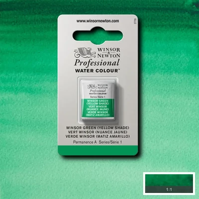 Vopsea de acuarelă Winsor&amp;Newton Professional, in recipient  1/2 - 721, Winsor green (yellow shade)