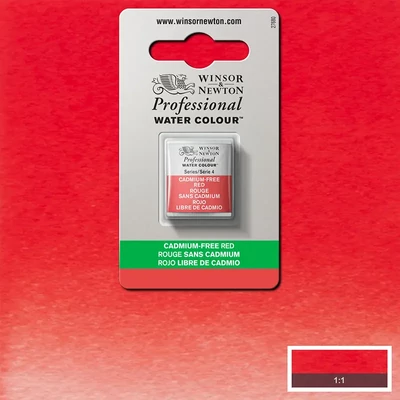 Vopsea de acuarelă Winsor&amp;Newton Professional, in recipient  1/2 - 901, cadmium free red