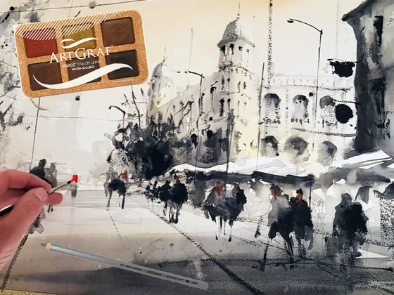 Pictură urbană cu produse de acuarelă Artgraf