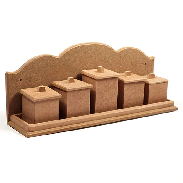 Raft pentru condimente MDF - 5 compartimente, 41x10,5x17 cm