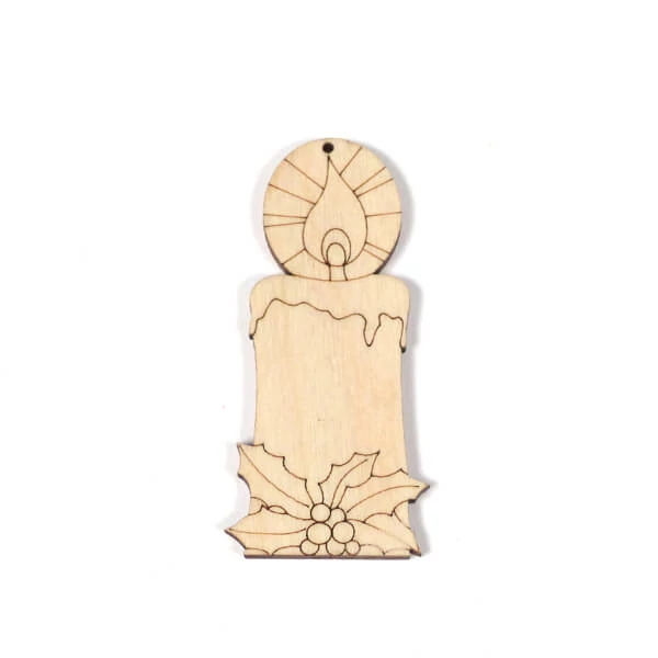 Figurină din lemn, atârnabilă, modelată cu laser - Decor din lemn, lumânare