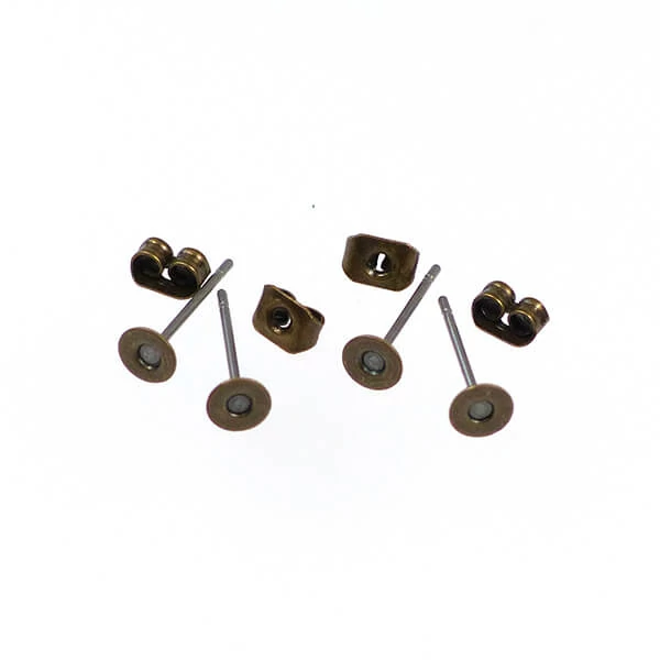 Bază pentru cercei, plug-in - antic, 4 mm, 2 perechi