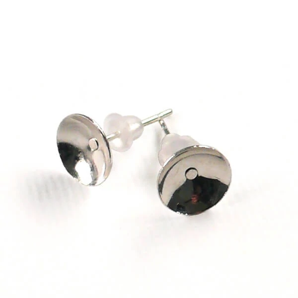 Bază pentru cercei, plug-in, cu pin de silicon, pentru rivoli de 8 mm, 2 perechi