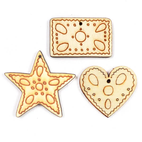 Figurine din lemn la pachet - Decor din lemn, biscuiti cu miere, 3 buc