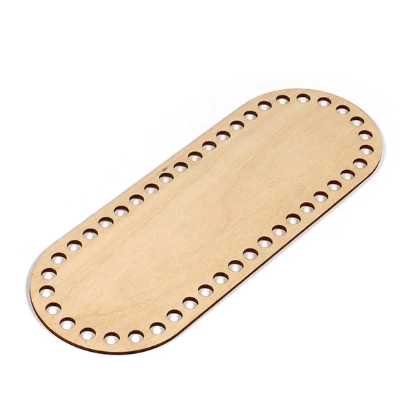 Bază din lemn pentru croșetat, ovală - 25x9 cm, dimensiunea găurii 8 mm