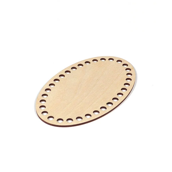 Bază din lemn pentru croșetat, ovală - 10x17 cm, dimensiunea găurii de 8 mm