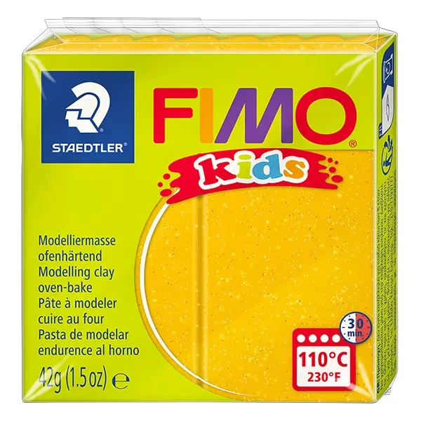 FIMO Kids Plastilină care se întărește la coacere , 42 g - auriu cu sclipici (8030-112)