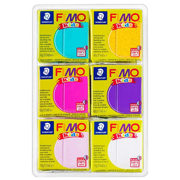 Set Plastilină care se întărește la coacere  FIMO Kids, Pachet Color - 6x42 g - pentru fete