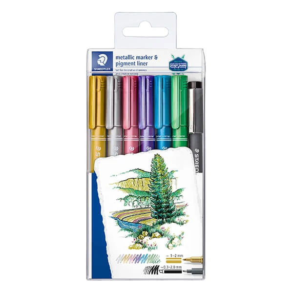 Set markere decor Staedtler, Design Journey, metál - 6 db