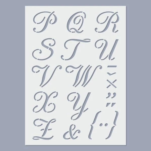 Șablon, 15x20 cm, 2 coli/pachet - Litere de caligrafie ABC, 30 mm