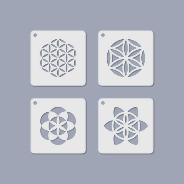 Set Șablon , Șablon  bijuterii, 6,5x6,5 cm, 4 tipuri - Mandala