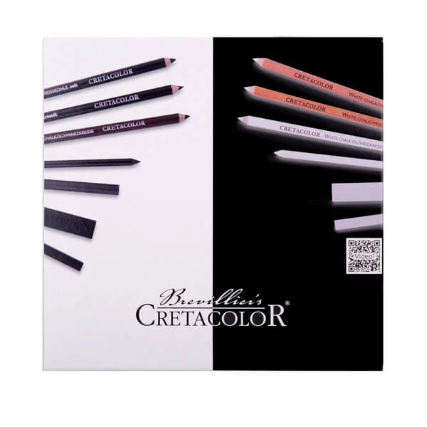Set de desen Cretacolor Black & White, 25 buc, cutie din lemn