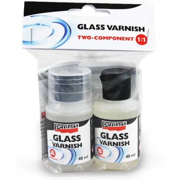 Lac de sticlă bicomponent Pentart, 40+40 ml - incolor