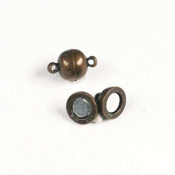 Clip magnetic, sferă, 8 mm - antic, 2 buc