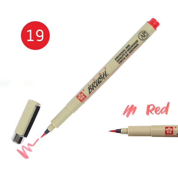 Marker tip pensulă Sakura Pigma Brush  - red