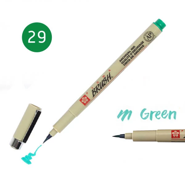 Marker tip pensulă Sakura Pigma Brush  - green