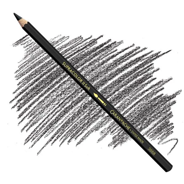 Creioane acuarelă Caran d'Ache Supracolor Soft  - 009, black