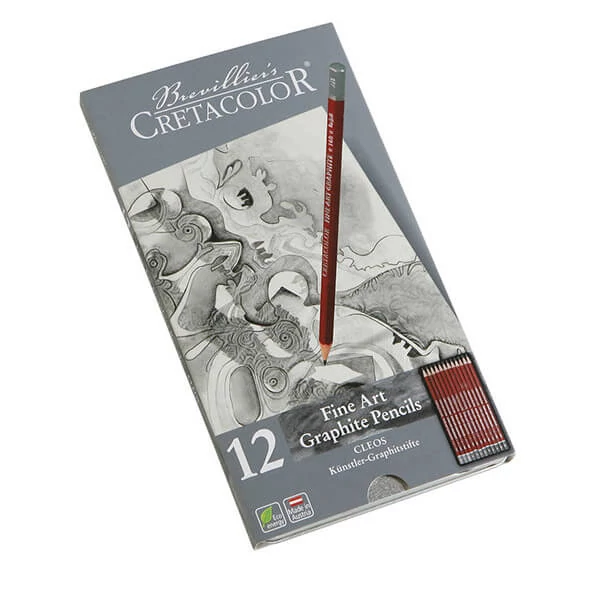 Set creioane grafit Cretacolor Fine Art Graphite - 12 buc, cutie metalica